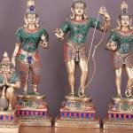 Brass Ram Darbar Meenakari Set | Lord Ram 23" with Family | Premium Stonework Art | 27 kg Temple Grade Murti | Handcrafted Divine Family Collection